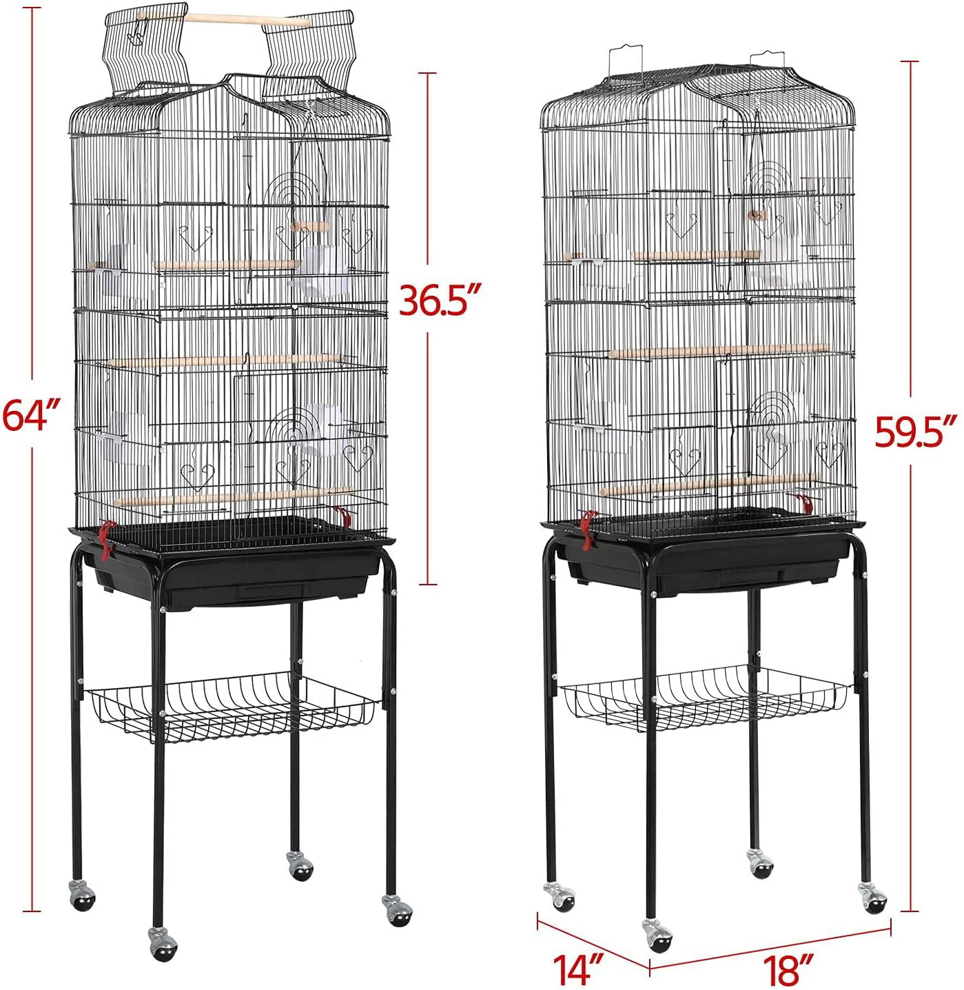 Neatifyes Open Play Top Large Parakeet Small Parrot Bird Cage with Stand for Budgies Finches Canaries Lovebirds