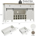 thumbnail image 2 of Farmhouse 59" Buffet Cabinet with Sliding Barn Door, 33.4" Tall Wood Rustic Sideboard with 3 Drawer, Adjustable Shelf and Removable Wine Rack for Dining Room, Kitchen, Living Room, White, 2 of 7