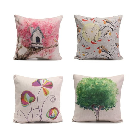 Cute Birds Decorative Throw Pillow Case Cushion Cover 17x17 Inch
