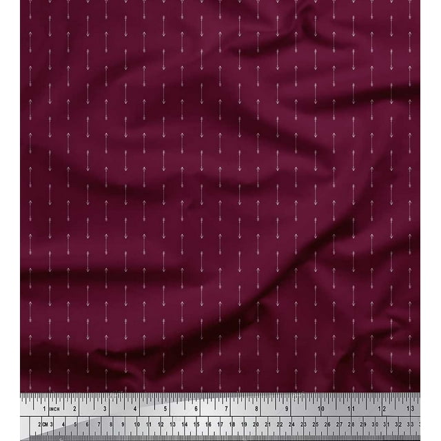 Soimoi Tissu Crêpe polyester Violet Flèches Imprimé Flèche Tissu au Mètre 42 Pouces de Large