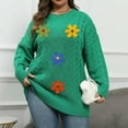 thumbnail image 4 of PiGOGI Women's Plus Size Beaded Sweater Coat Round Neck Long Sleeve Pullover for Winter Green XXL, 4 of 6
