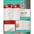 thumbnail image 4 of No Hook Shower Curtain with Snap in Liner, Abstract Red and Grey Gradient Hotel Shower Curtains for Bathroom, Washable Shower Curtain Liner Set with Mesh Top Window, 72”x78”, 4 of 6