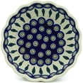 thumbnail image 2 of Polish Pottery 7¼-inch Fluted Bowl (Peacock Leaves Theme) Hand Painted in Boleslawiec, Poland + Certificate of Authenticity, 2 of 6