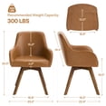 thumbnail image 5 of WOOW DEPOT Swivel Dining Chairs Set of 2, Upholstered PU Leather w/ High-Back & Arm & Rubberwood Legs, Modern Side Chairs for Kitchen Living Room Office, Brown, 5 of 12