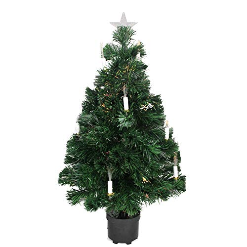 3' PreLit Fiber Optic Artificial Christmas Tree with Candles Multi Lights