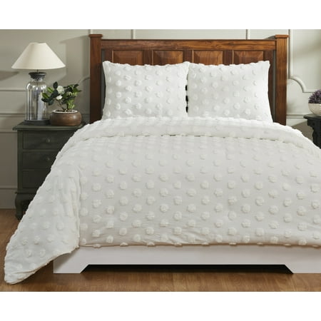 Better Trends Chenille Comforter Set Twin Size 2 Piece 100% Cotton Soft & Cozy All Season Bedding Athenia Collection Ivory