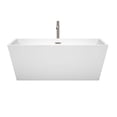 thumbnail image 3 of Sara 63" Freestanding Bathtub in White with Floor Mounted Faucet, Drain and Overflow Trim in Brushed, 3 of 7