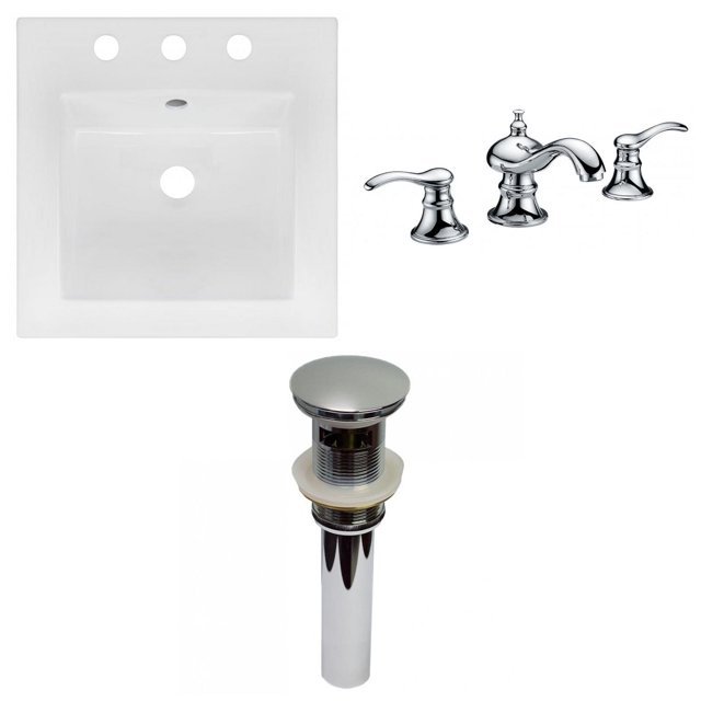 American Imaginations 16.5-in. W 3H8-in. Ceramic Top Set In White Color - Overflow Drain Incl. AI-29815