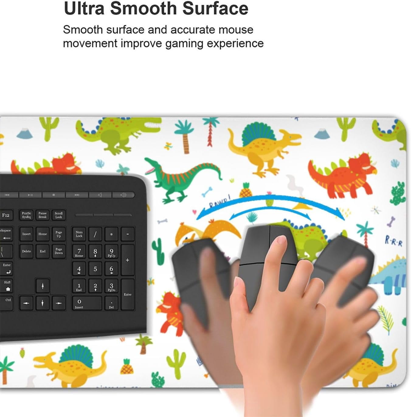Gaming Mouse Pad Large Desk Mat,Desk Pad Extended Keyboard Pad,Anti-Slip Rubber Base Mouse Pad for Women Girls Work,Game,Office,Home 35.4"X15.7",Cute Cartoon Dinosaurs
