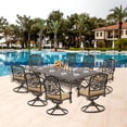 thumbnail image 4 of TPHORK 9 Piece Outdoor Patio Dining Set,Cast Aluminum Patio Furniture Set for Backyard Garden Deck Poolside,86.6" Rectangular Table and Cushioned Swivel Chairs for 8 Persons, 4 of 9