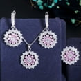 thumbnail image 2 of Trendy Royal Blue Zirconia 3pcs Round Sun Flower Women Party Fashion Jewelry Set, 2 of 6