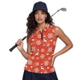 thumbnail image 4 of Yuyamidu Reindeer Women Sleeveless Shirts Size 2XL Snowflake 1/4 Zip Collared Golf Shirts Slim Fit Shirt Workout Tank Tops for Outdoor Sports, Red Christmas, 4 of 8