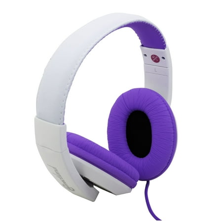 White Headphones With Mic Over The Ear Stereo Kids Mobile Wired Headphone with in-Line Microphone Headphone White Aqua ()