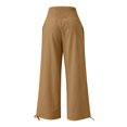 thumbnail image 5 of FAIWAD Cotton Linen Lounge Pants for Womens High Waist Elastic Wide Leg Pants Adjustable Drawstring Jogger Pants (Small, Yellow), 5 of 6