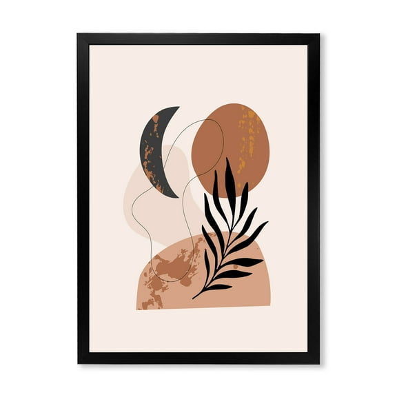 Designart 'Sun and Moon Shapes In Retro Terracotta Tones I' Modern Framed Art Print