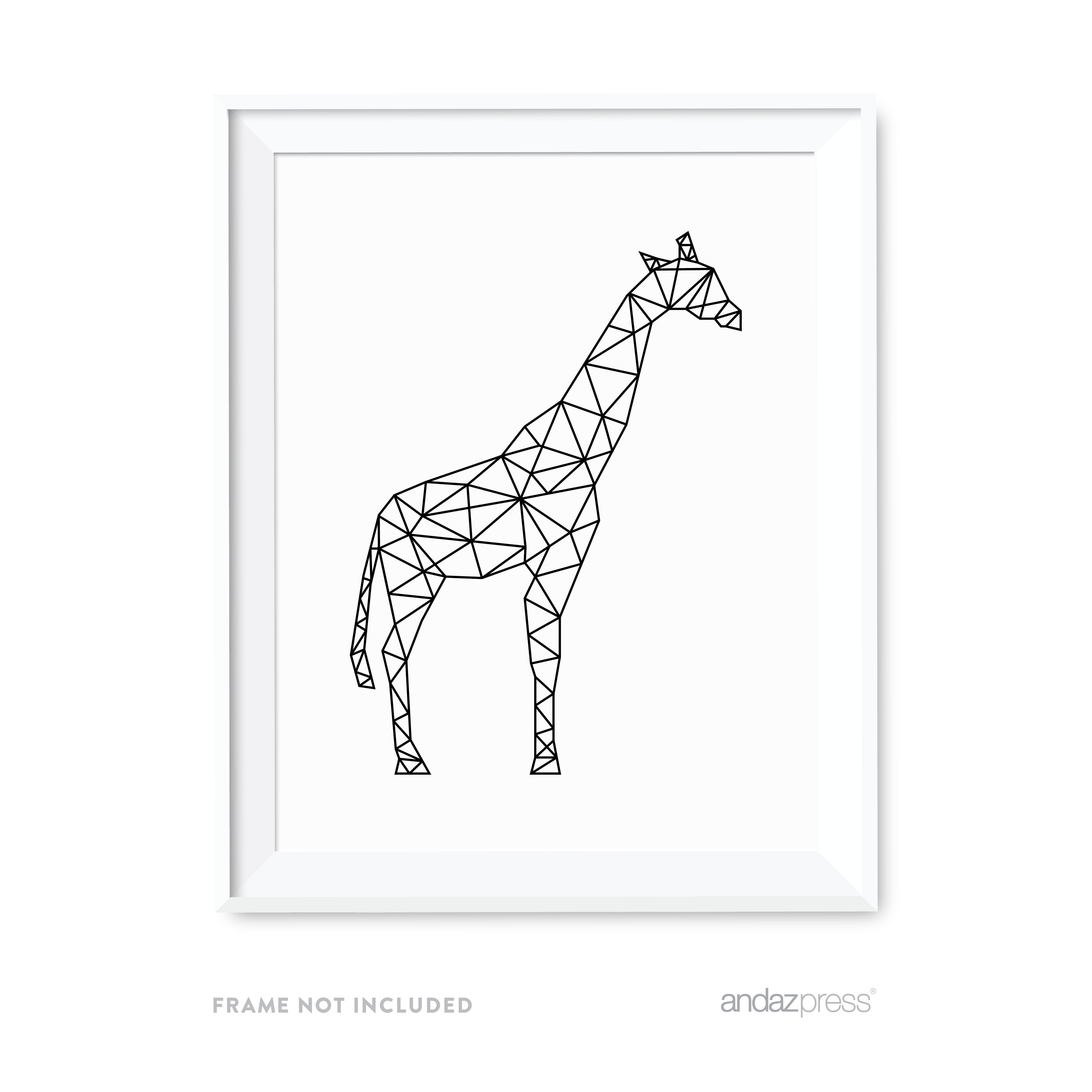 Giraffe Geometric Animal Origami Wall Art Black White Minimalist Print -  