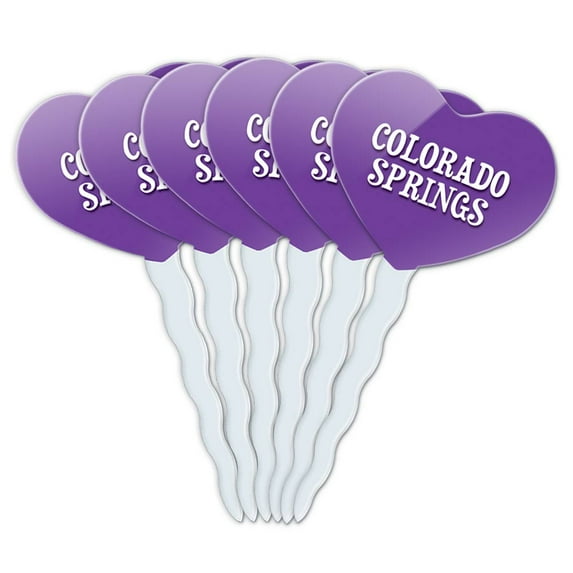 Colorado Springs Heart Love Cupcake Picks Toppers - Set of 6