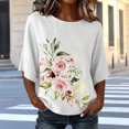 thumbnail image 4 of Favoffer Women's Printed Round Neck 3/4 Sleeve Blouses Loose Casual Tops Breathable Pullover Shirts for Spring Summer Daily Travel, 4 of 6