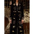 thumbnail image 4 of Gabardina de terciopelo suave con cuello en V para mujer, Abrigo largo con patrón de Luna larga, cinturón de otoño, abrigo de terciopelo elegante de estilo británico, alta calidad, 4 of 4