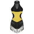 thumbnail image 4 of Kaerm Women Latin Cha-Cha Dance Dress Sparkling Sequin Fringed Bodysuit with Metallic Gloves Gold S, 4 of 7