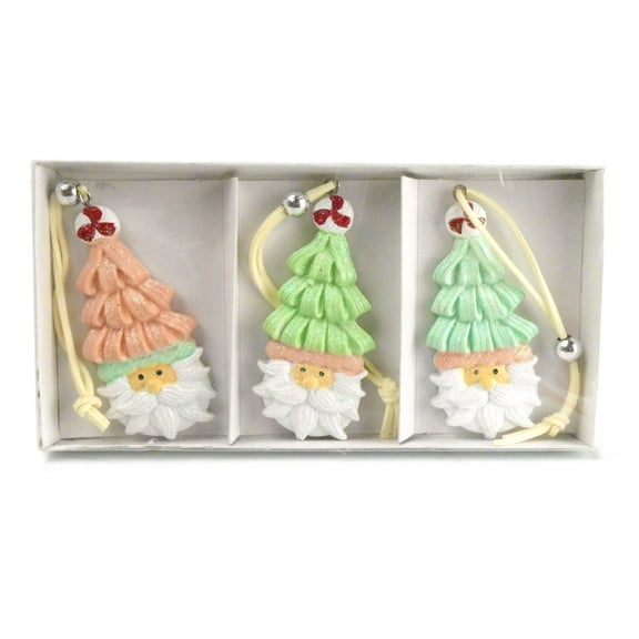 3 Pack Hanging Christmas Tree Ornaments - Santa Gnome in Pastel Colors