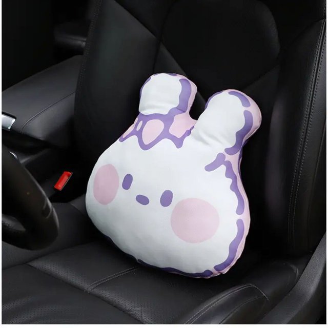 Car Cushion Set Ice Silk Cartoon Cute Rabbit Print Breathable Anti-skid Backstest Front And Rear Seat Cushion For Car Seat