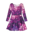 thumbnail image 4 of DISNIMO Kids Galaxy Dress for Girls Long Sleeve Dress Heart Print Dress Girls Purple Midi Dress for Girls Twirl Dress Size 7-8 Girls Casual Long Sleeve Dress Child Dresses Fall Girls Swing Dresses, 4 of 6