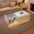 thumbnail image 2 of MODERNLUXE 39.3" Lift Top Coffee Table with LED Lights, High Gloss Centre Table with Hidden Storage,Lifting Sofa Side Table End Table for Living Room,White, 2 of 9