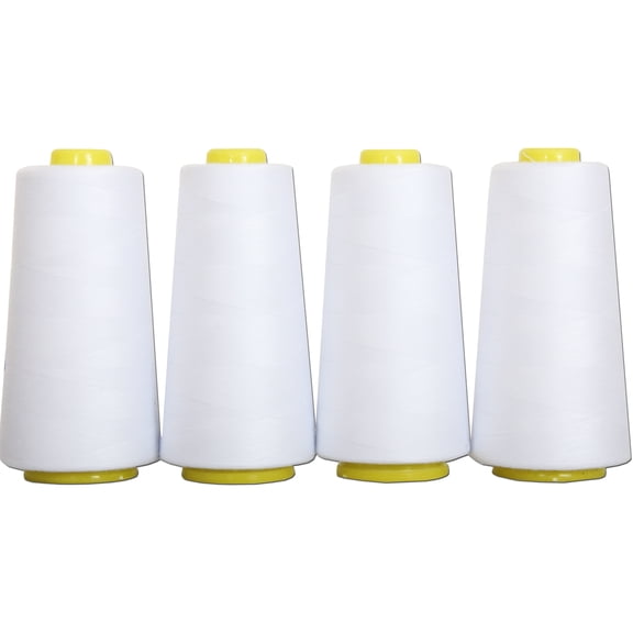 Threadart Polyester Serger Thread - 2750 yds 40/2 - White - 56 Colors - 4 Cone Bundle Pack