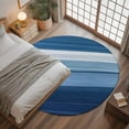 thumbnail image 3 of 3ft Round Rug, Blue Ombre Stripe Non-Skid Rubber Backing Large Area Rugs - Living Room Bedroom Home Office, Farmhouse Striped Modern Abstract Art Indoor Floor Mat Carpets Washable Rug, 3 of 9