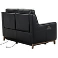 thumbnail image 3 of Wisteria Loveseat Black Genuine Leather Brown Legs Wood Full Recline, 3 of 10