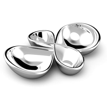 Silver Serving Pieces Nambe Handcrafted Alloy Metal Decorative Infinity Symbol Hot/Cold Food Server 2 Piece, Silver ()