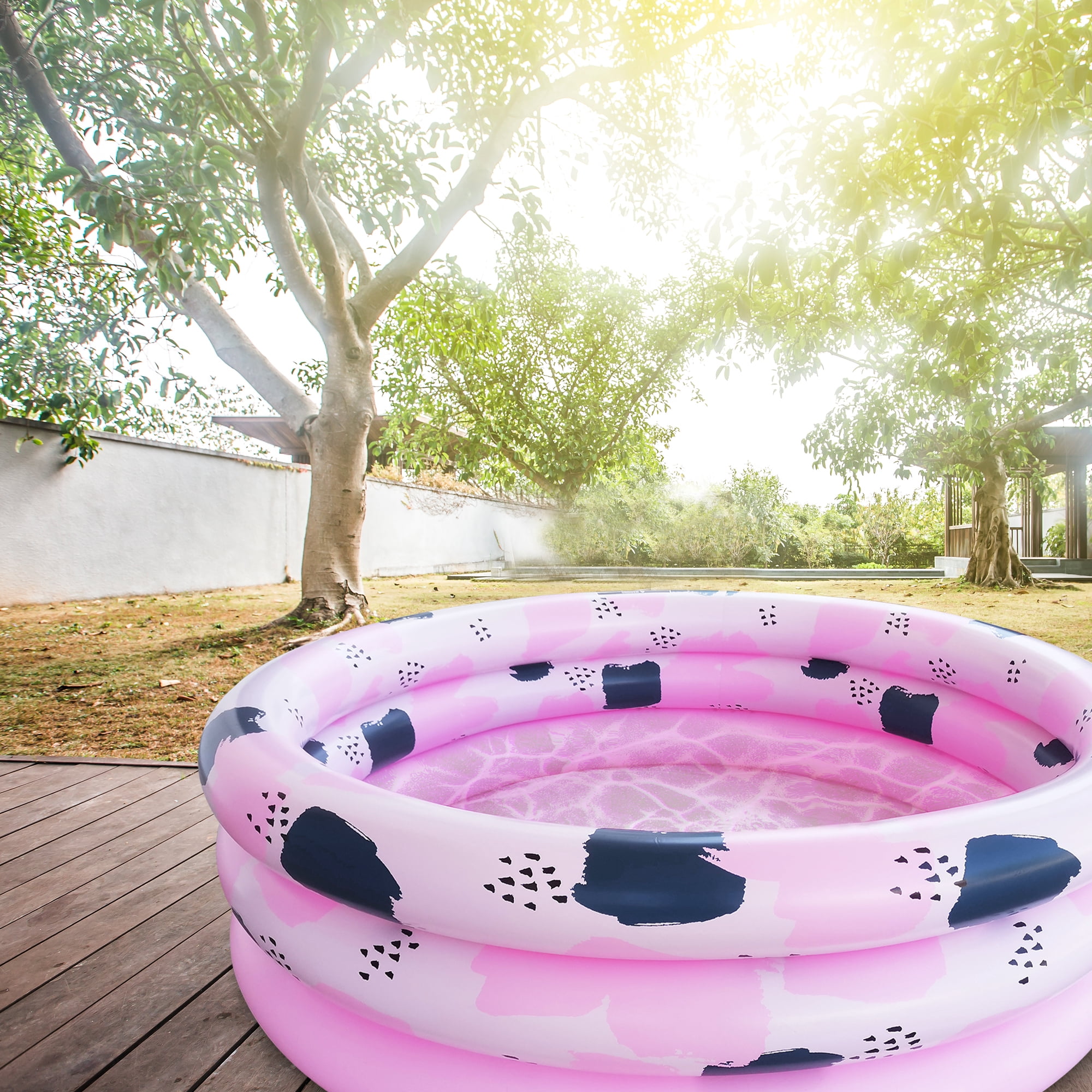 Summer Club Inflatable 5.5ft 3Ring Adult Pool- Navy Pink Panther Print