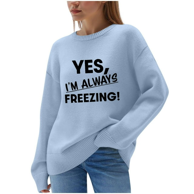 RXMEKW Chandail pour Femmes à Manches Longues à Col Rond Décontracté Blouse Haut Uni Imprimé avec Confort Toutes Saisons pour Usage Quotidien