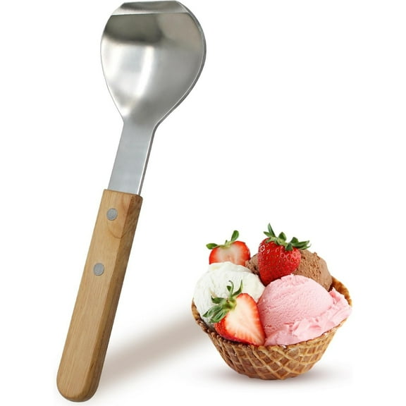 Topboutique Ice Cream Spade, Stainless Steel Ice Cream Scoop, Dessert Shovel Flat Ice Cream Metal Spade, Ice Cream Metal Spade with Wooden Handle, Butter Cutter Kitchen Utensil for Dining, 1 Pc