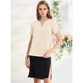 thumbnail image 3 of Camisa casual de manga corta Allegra K Marfil L, 3 of 6