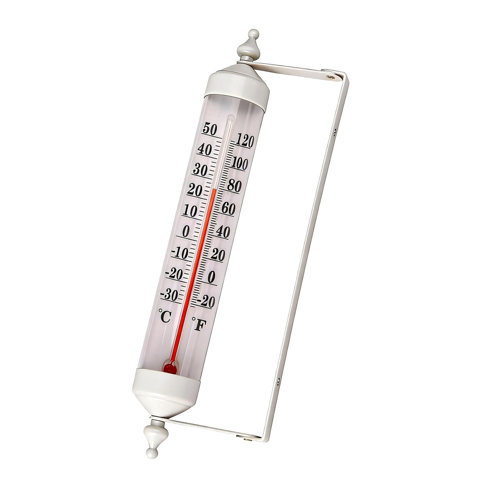 Fzaqwen Outdoor Thermometer Easy Installation Easy to Use Large Numbers Premium Reusable Rustic Temperature Gauge for Wall Greenhouse White