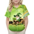 thumbnail image 1 of Blusa y camisa de manga corta con cuello vuelto, moderna e informal, con estampado del Día de San Patricio, con bolsillo, para uniforme escolar, para niños y niñas de 2 a 15 años., 1 of 7