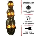 thumbnail image 4 of Haunted Hill Farm 3-Ft. Golden Skull Stack Prelit LED Resin Figurine, Indoor or Covered Outdoor Halloween Decoration, Plug-In, HHRS036-1SKL-GLD, 4 of 7