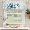 thumbnail image 2 of Coastal Octopus Curtain Valances for Windows, Kitchen Valance Window Treatments Panel 2 Pack, Summer Starfish Beach Vintage Rod Pocket Short Curtains for Bathroom Bedroom 60 x 18 Inch, 2 of 8