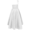 thumbnail image 4 of TiaoBug Kids Girls One Shoulder Flower Girl Wedding Bridesmaid Dress Sleeveless Princess High Low Dresses White 10, 4 of 6