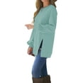 thumbnail image 2 of Fashnice Hauts pour Femmes Chandail en Molleton Col Rond Manches Longues Chandail Doux Automne Chandails en Molleton Vert Clair TG, 2 of 4