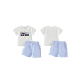 thumbnail image 2 of BemeyourBBs Toddler Baby Boy Back to School Outfit Kids Kindergarten Outfits Baby Boys Summer Clothes Short Sleeve Pencil in Truck Embroidery T Shirt Tops and Elastic Waist Plaid Shorts Set, 2 of 9
