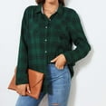 thumbnail image 2 of Arlun Plaid Flannel Long Sleeve Shirts for Women Buffalo Checkered Button down Loose Fit Blouse Tops Soft Comfy Fall Winter Stylish Outfits for Layering Dark Green XL, 2 of 7