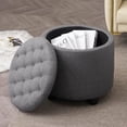 Furnimart Round Storage Ottoman with Cover Lid, Tufted Round Ottoman
