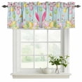 thumbnail image 2 of Happy Easter Valances for Windows, Decorative Rod Pocket Window Valance Curtains, Spring Bunny Eggs Flower Teal Wood Grain Short Curtain Drapes for Kitchen/Living Room, 2 Panels, 42" W x 18" L, 2 of 8