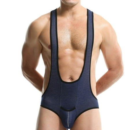 EOYWHK Mens Jumpsuits Bodycon Jockstrap Breathable Wrestling Singlet U-Back Thong Sleeveless G-string Underwear Leotard Underpants