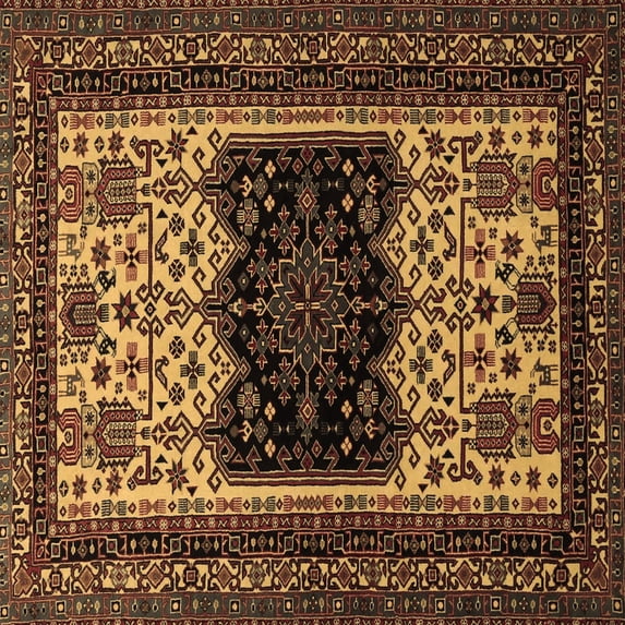 Ahgly Company Indoor Square Persian Brown Traditional Area Rugs, 5' Square