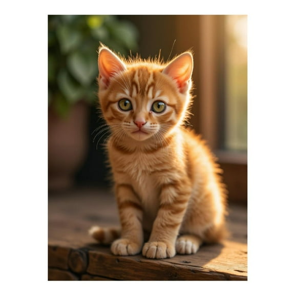 Diamond Art Kit for Adults, Golden Kitten Warm Sunlight Diamond Painting for Adults Beginners, 5D DIY Diamond Art Painting Kits, Colorful Diamond Painting Craft for Home Decor 12x16