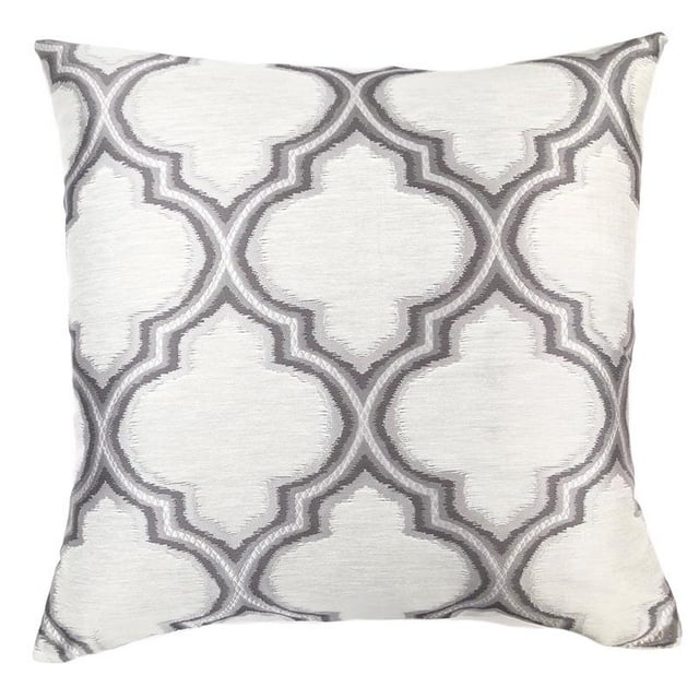Aria Feather and Down Throw Pillow In Gray Jacquard Fabric